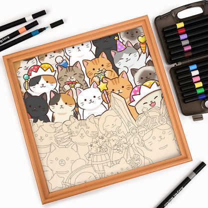 Gatitos mágicos - Rompecabezas de madera para colorear