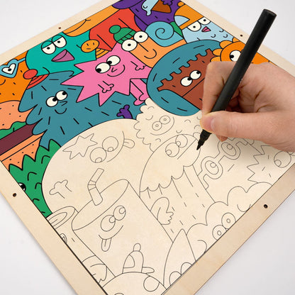 Caras de las cosas - Rompecabezas de madera para colorear