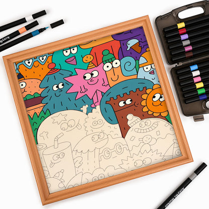 Caras de las cosas - Rompecabezas de madera para colorear