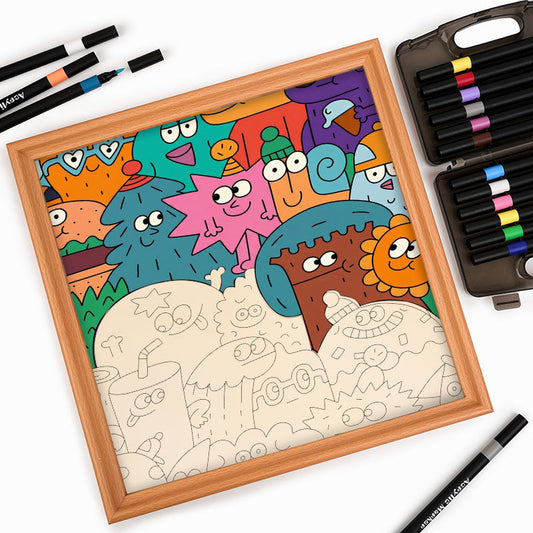 Caras de las cosas - Rompecabezas de madera para colorear