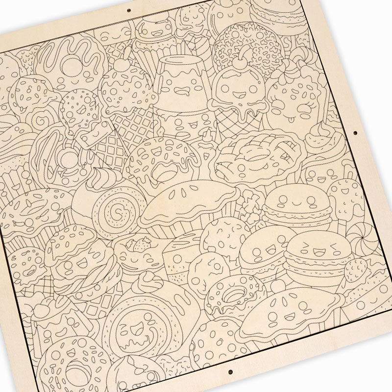 Snack Squad - Rompecabezas de madera para colorear