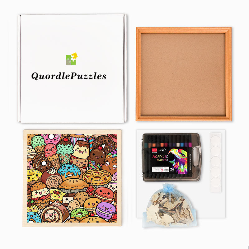 Snack Squad - Rompecabezas de madera para colorear