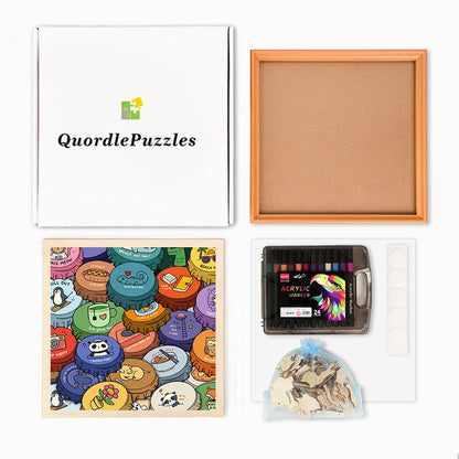 Tapas de colores - Rompecabezas de madera para colorear