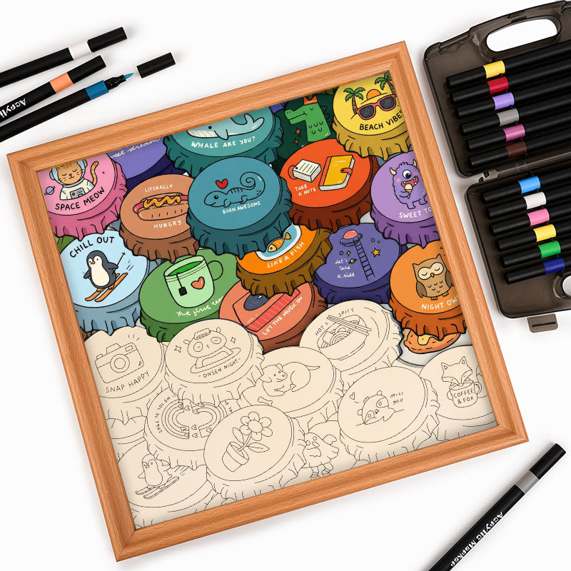 Tapas de colores - Rompecabezas de madera para colorear