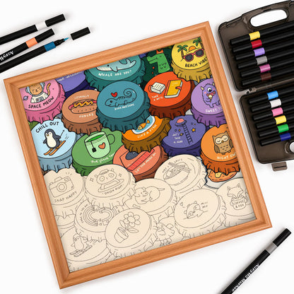 Tapas de colores - Rompecabezas de madera para colorear