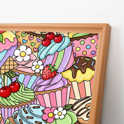 Cupcakes lindos - Rompecabezas de madera para colorear