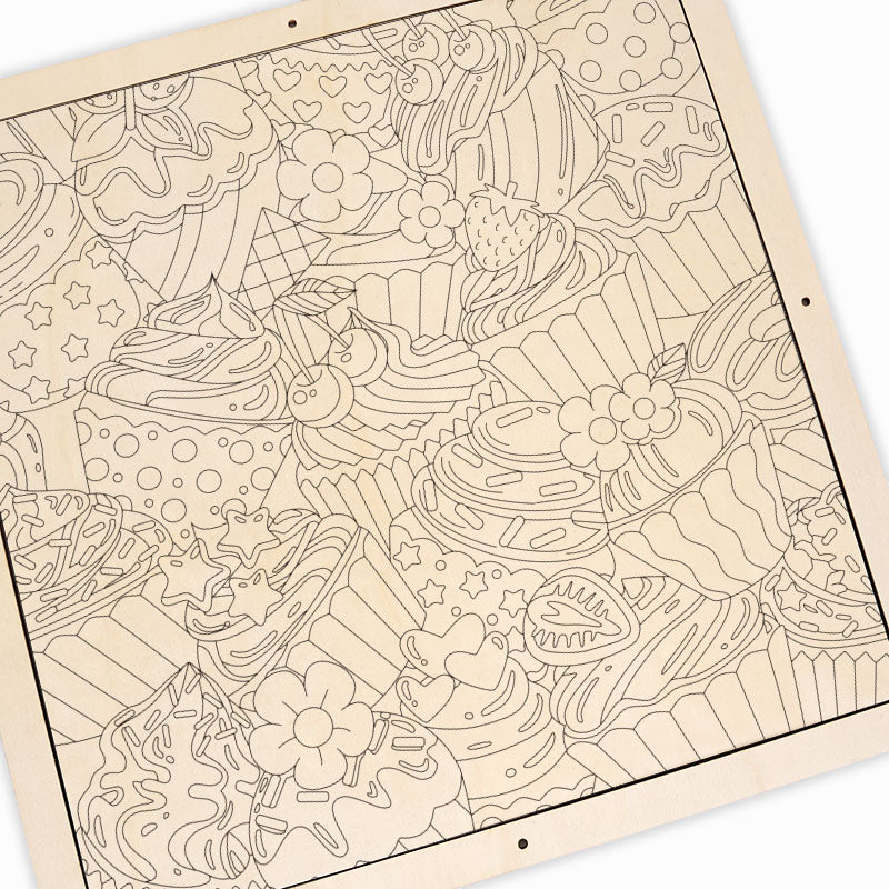 Cupcakes lindos - Rompecabezas de madera para colorear