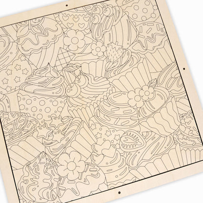 Cupcakes lindos - Rompecabezas de madera para colorear