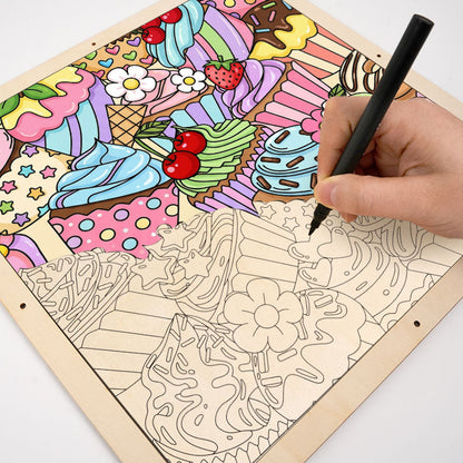 Cupcakes lindos - Rompecabezas de madera para colorear