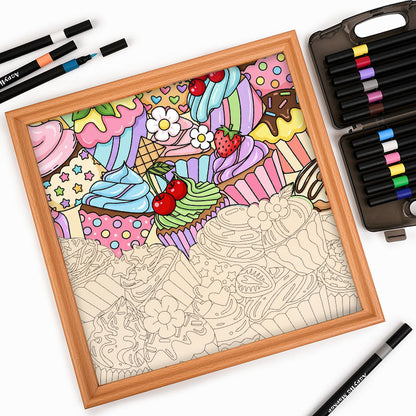 Cupcakes lindos - Rompecabezas de madera para colorear