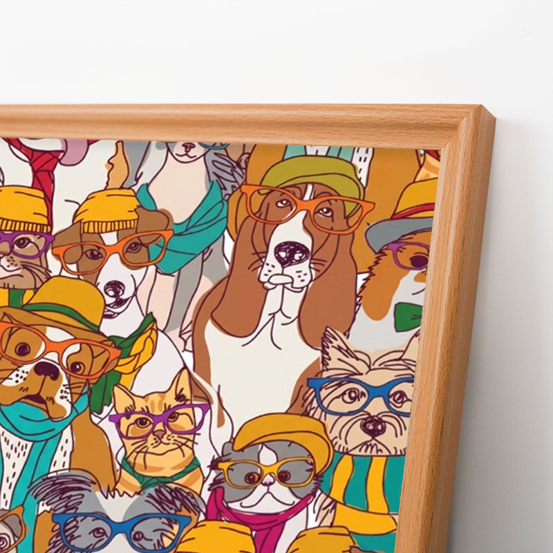 Perros con gafas - Rompecabezas de madera para colorear