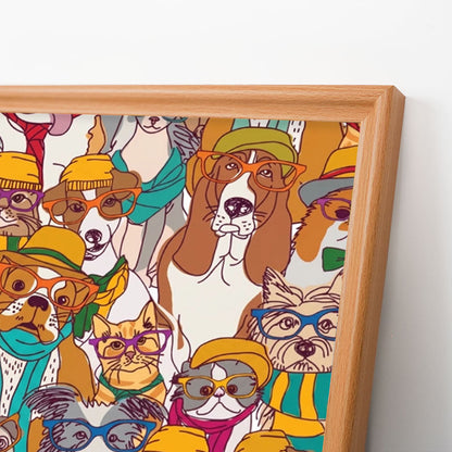 Perros con gafas - Rompecabezas de madera para colorear