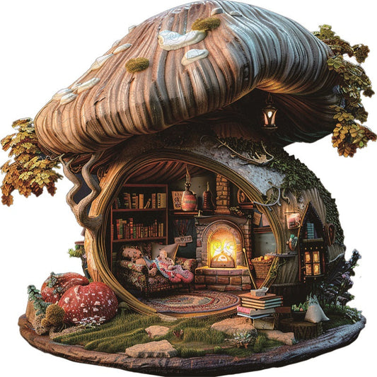 Puzzle de Madera Acogedora Casa de Champiñón