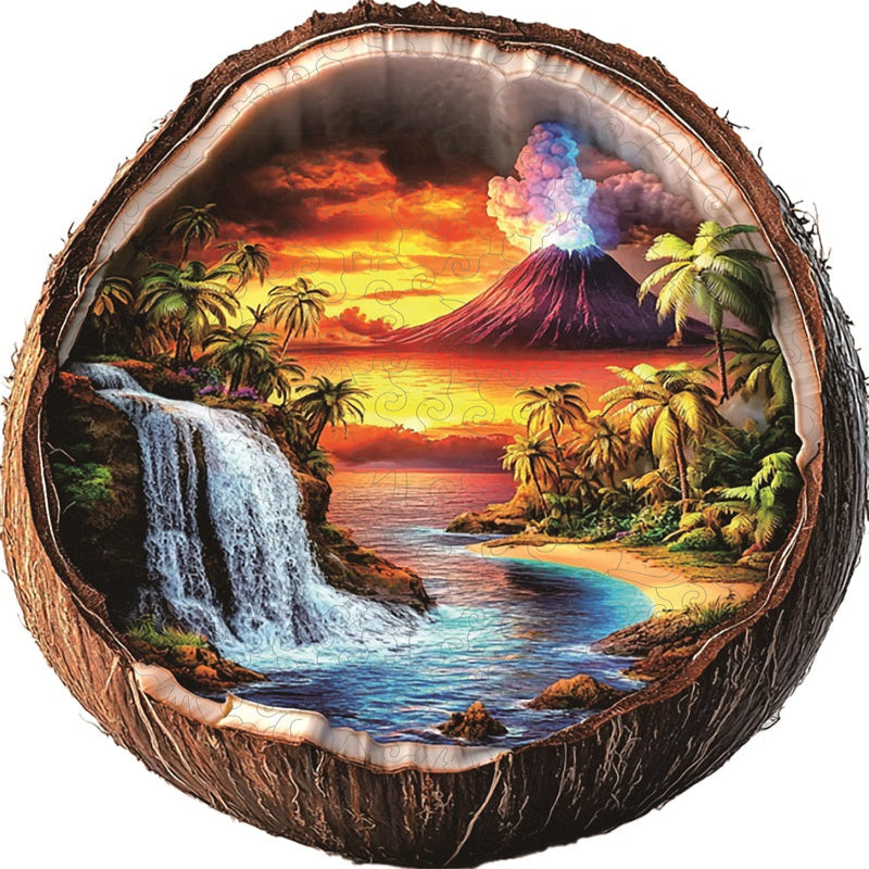 Puzzle de Madera Paraíso de la Isla Volcánica