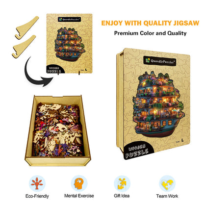 Puzzle de Madera Barco Flotante Lleno de Flores