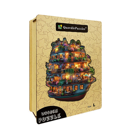 Puzzle de Madera Barco Flotante Lleno de Flores