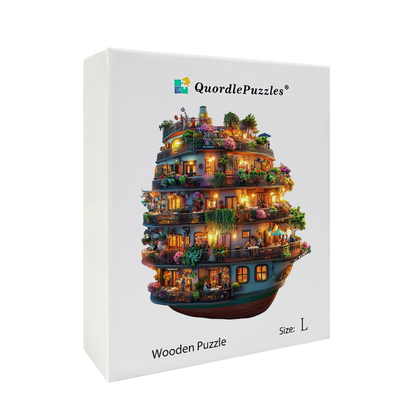 Puzzle de Madera Barco Flotante Lleno de Flores