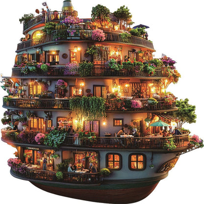 Puzzle de Madera Barco Flotante Lleno de Flores