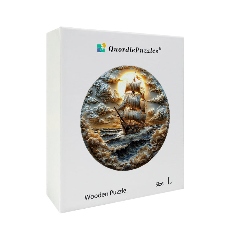 Rompecabezas de madera Viaje a la luz de la luna en el mar