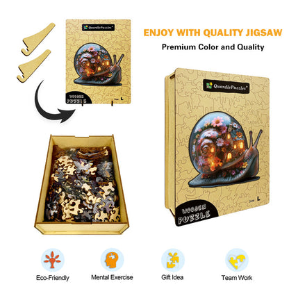 Rompecabezas de madera Casa floreciente del caracol