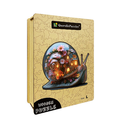 Rompecabezas de madera Casa floreciente del caracol