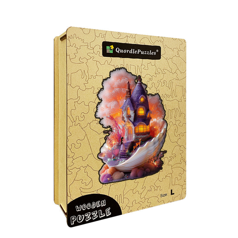 Rompecabezas de madera Cabaña de hadas de conchas