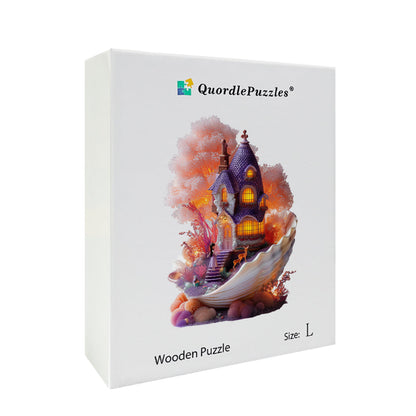 Rompecabezas de madera Cabaña de hadas de conchas