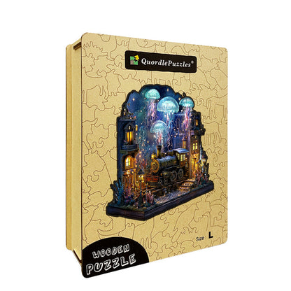 Rompecabezas de madera de una plataforma submarina