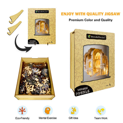 Rompecabezas de madera de una catedral gótica