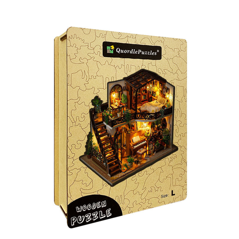 Rompecabezas de madera de la cabaña musical