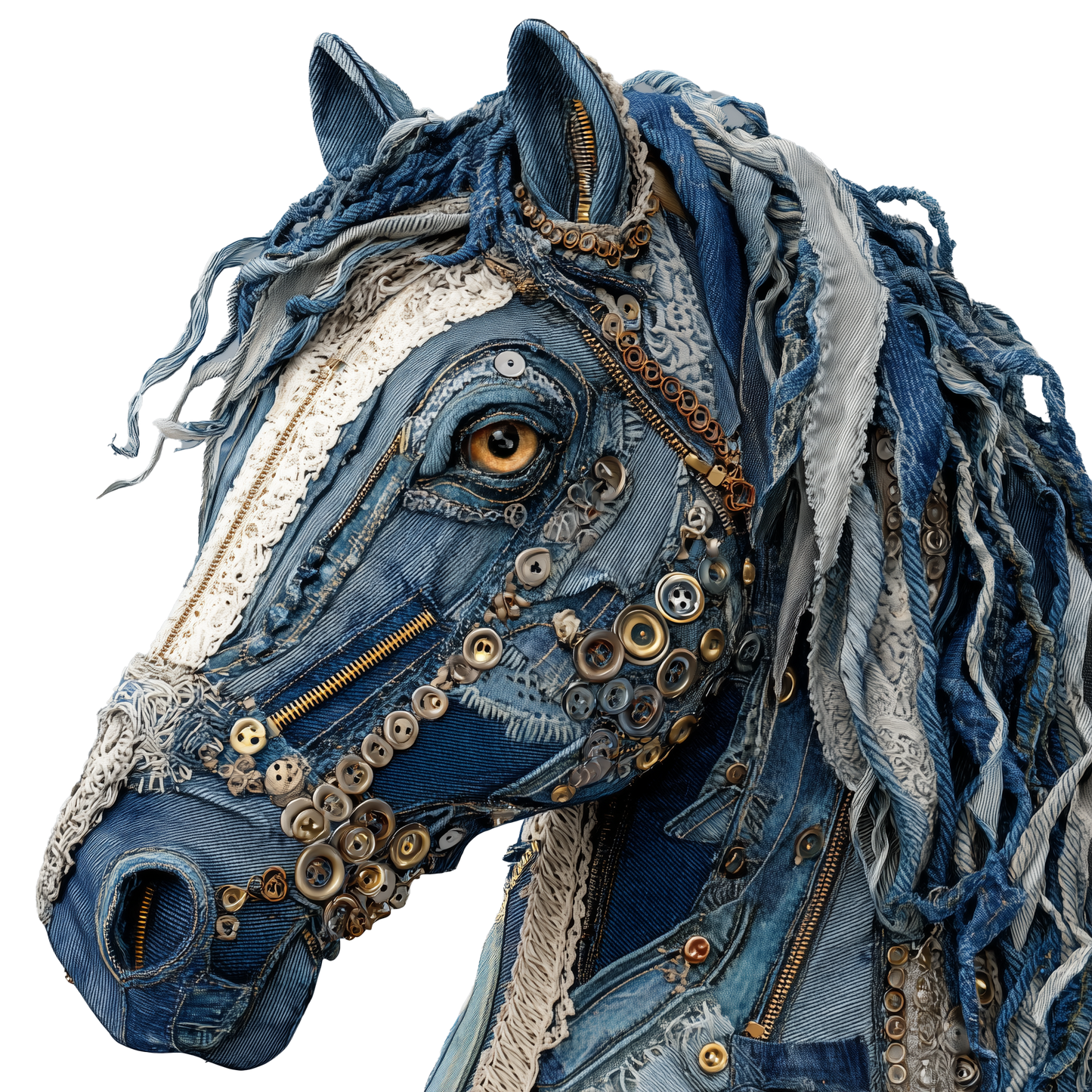 Puzzle 3D de cabeza de caballo estilo vaquero (denim)