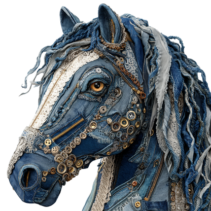 Puzzle 3D de cabeza de caballo estilo vaquero (denim)