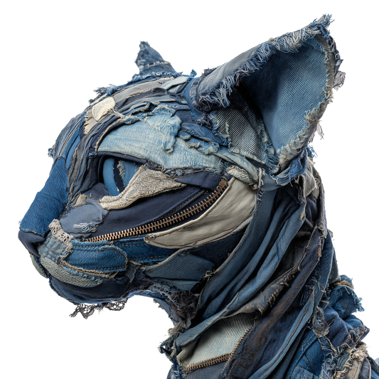 Rompecabezas 3D de cabeza de gato estilo vaquero