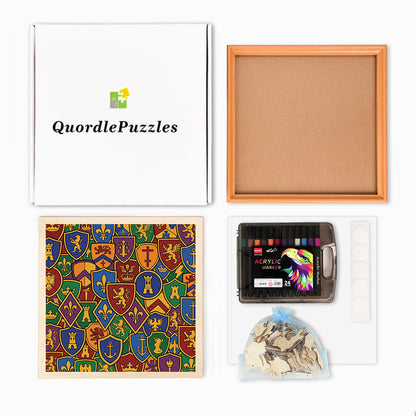 Colección de insignias - Rompecabezas de madera para colorear