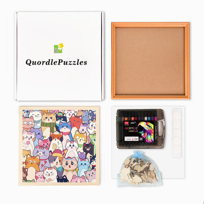 Gatos caprichosos - Rompecabezas de madera para colorear