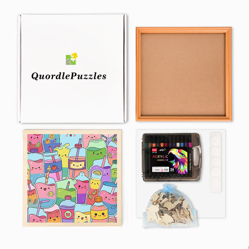 Jugos lindos - Rompecabezas de madera para colorear