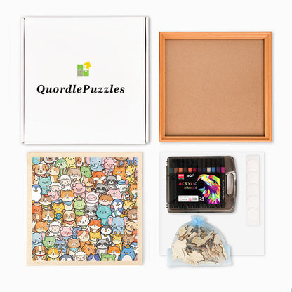 Animales caprichosos - Rompecabezas de madera para colorear