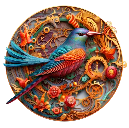 Rompecabezas de madera pájaro y flor 2