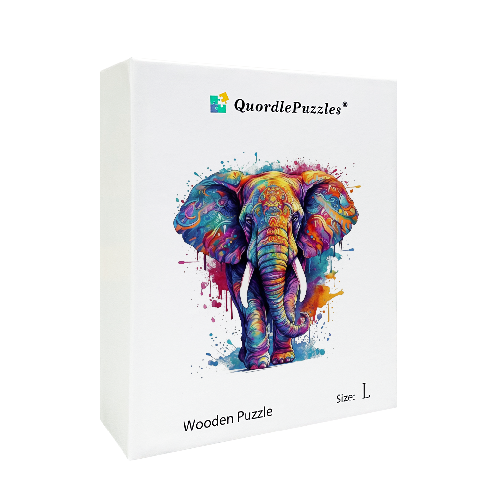 🔥Último dÃa 84% de descuento: rompecabezas de madera de elefante arcoÃris azul S Cartulina