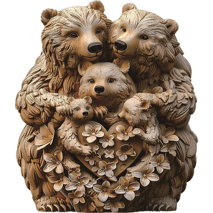 Rompecabezas de corazón de madera, familia de osos